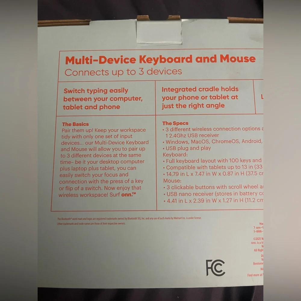 Surf Onn Multi Device Wireless Keyboard & Mouse, connects up to 3 devices
